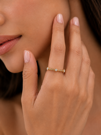 Vintage Art Deco 14 KT Solid Gold Diamond Wedding Band Ring for Women's Timeless Design - HIGHCARAT DIAMONDS