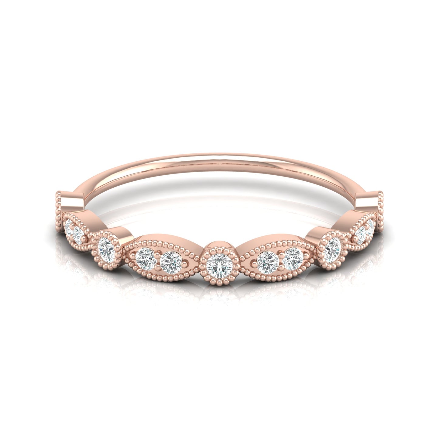 Vintage Art Deco Round Diamond Band Ring for Women In 14K Solid Gold Elegant Everyday Wear Ring - HIGHCARAT DIAMONDS