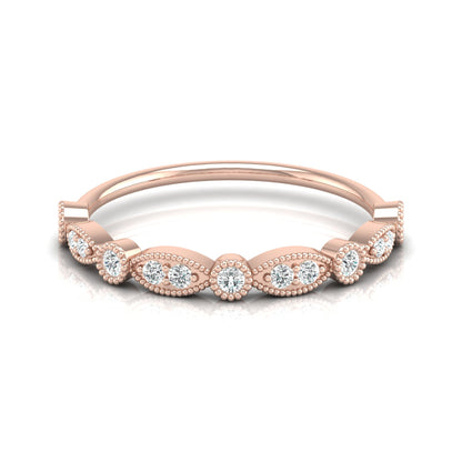 Vintage Art Deco Round Diamond Band Ring for Women In 14K Solid Gold Elegant Everyday Wear Ring - HIGHCARAT DIAMONDS