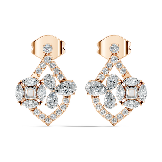 14K White Gold Vintage Diamond Cluster Studs Natural or Lab-Grown Options - HIGHCARAT DIAMONDS