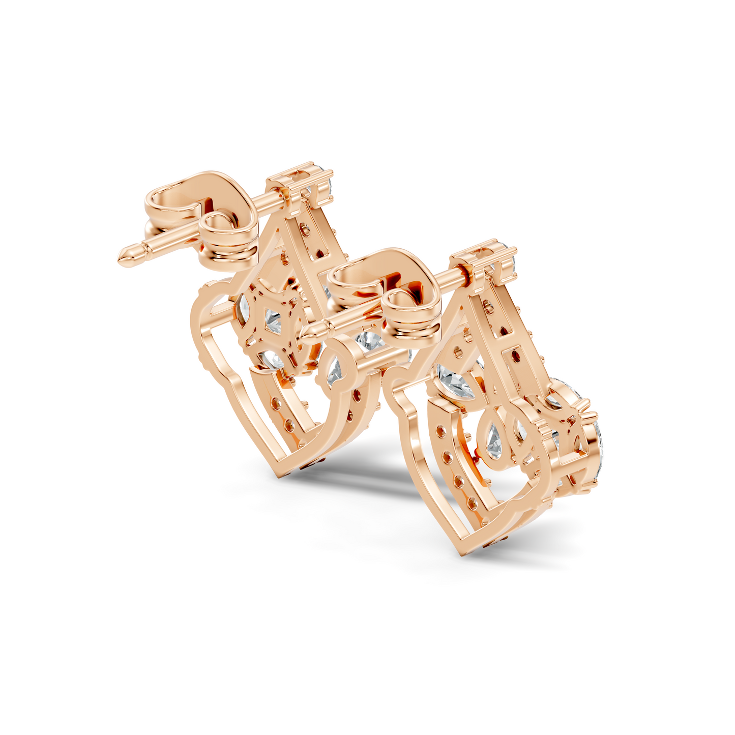 14K White Gold Vintage Diamond Cluster Studs Natural or Lab-Grown Options - HIGHCARAT DIAMONDS
