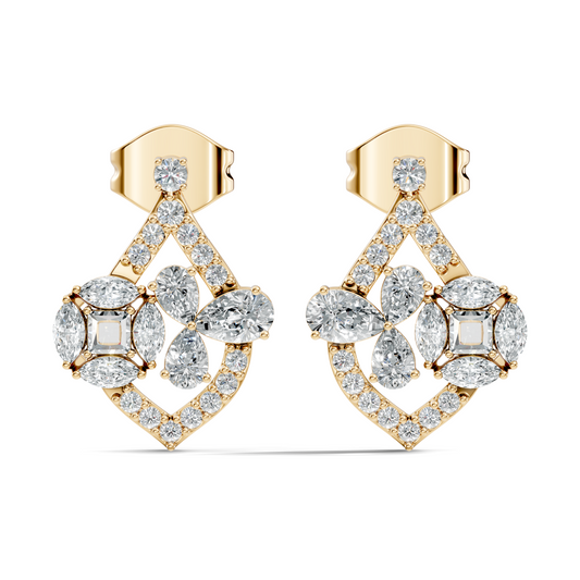 14K White Gold Vintage Diamond Cluster Studs Natural or Lab-Grown Options - HIGHCARAT DIAMONDS