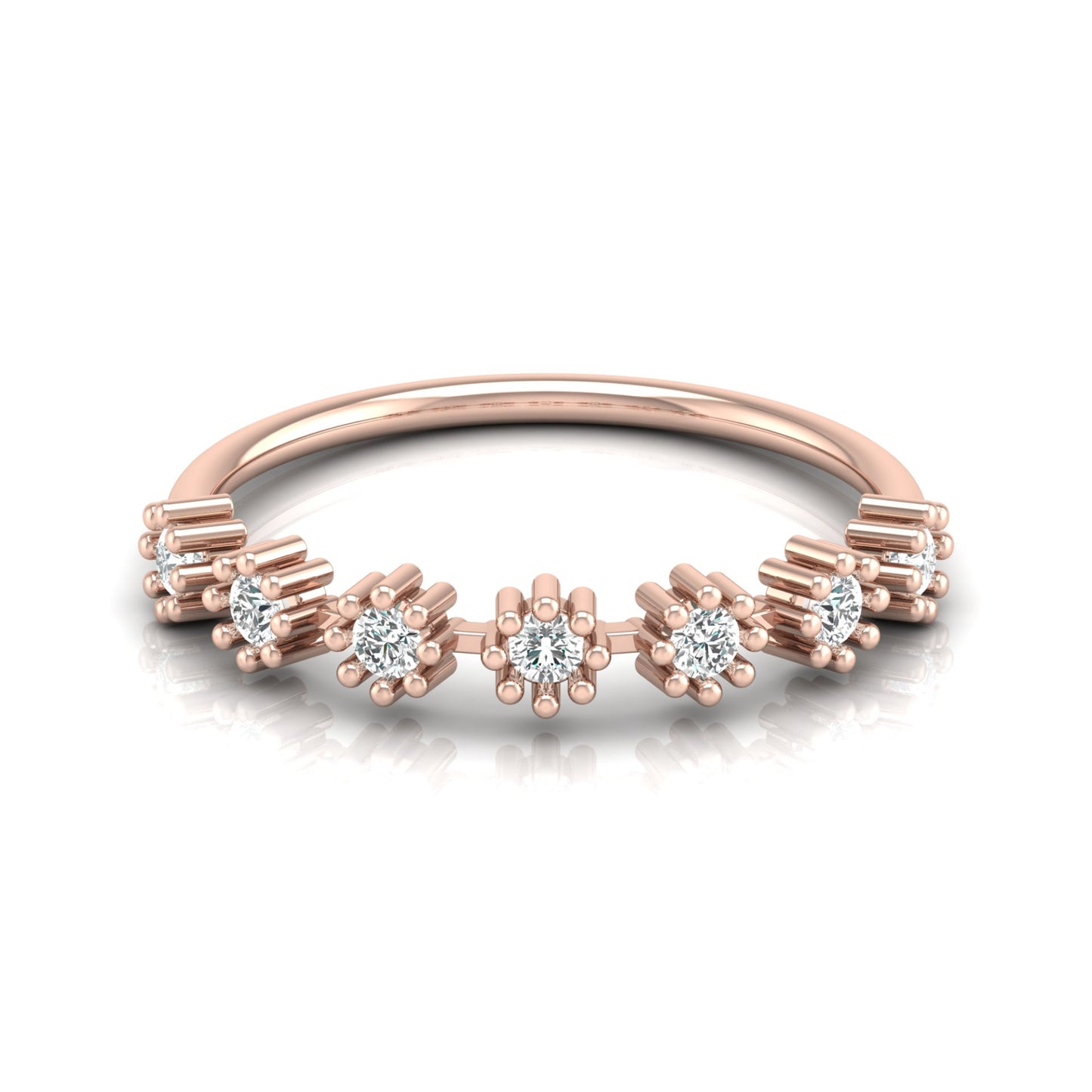 Vintage Inspired  Round Diamond Ring Solid Gold Wedding Band  For Women's - HIGHCARAT DIAMONDS