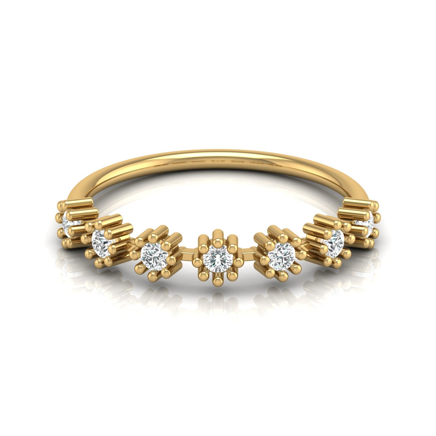 Vintage Inspired  Round Diamond Ring Solid Gold Wedding Band  For Women's - HIGHCARAT DIAMONDS