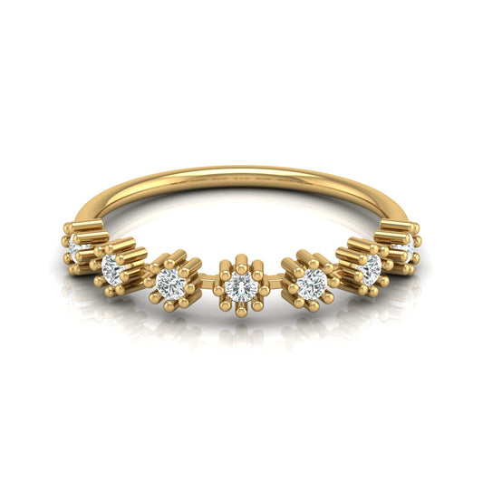 Vintage Inspired  Round Diamond Ring Solid Gold Wedding Band  For Women's - HIGHCARAT DIAMONDS
