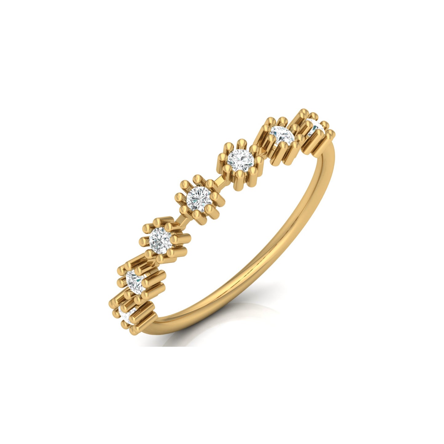 Vintage Inspired  Round Diamond Ring Solid Gold Wedding Band  For Women's - HIGHCARAT DIAMONDS