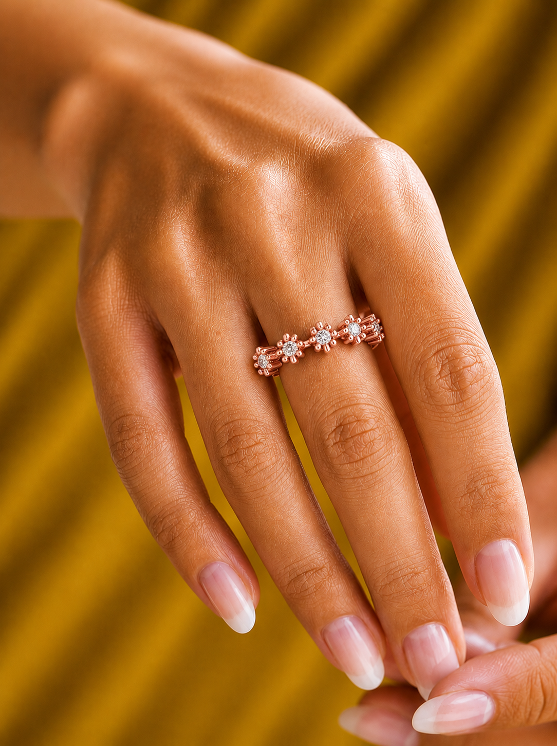 Vintage Inspired  Round Diamond Ring Solid Gold Wedding Band  For Women's - HIGHCARAT DIAMONDS