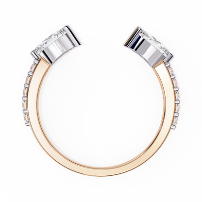 Vintage Marquise And Round Cut Diamond Half Eternity Stacking Handcrafted Open Unique Band - HIGHCARAT DIAMONDS
