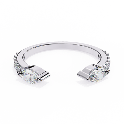 Vintage Marquise And Round Cut Diamond Half Eternity Stacking Handcrafted Open Unique Band - HIGHCARAT DIAMONDS