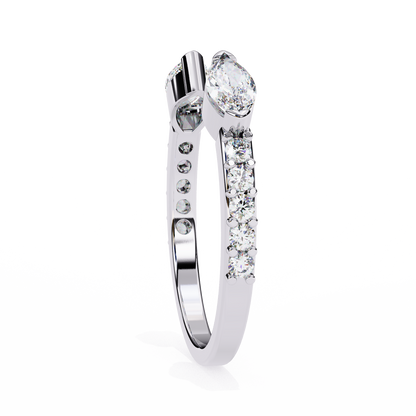Vintage Marquise And Round Cut Diamond Half Eternity Stacking Handcrafted Open Unique Band - HIGHCARAT DIAMONDS