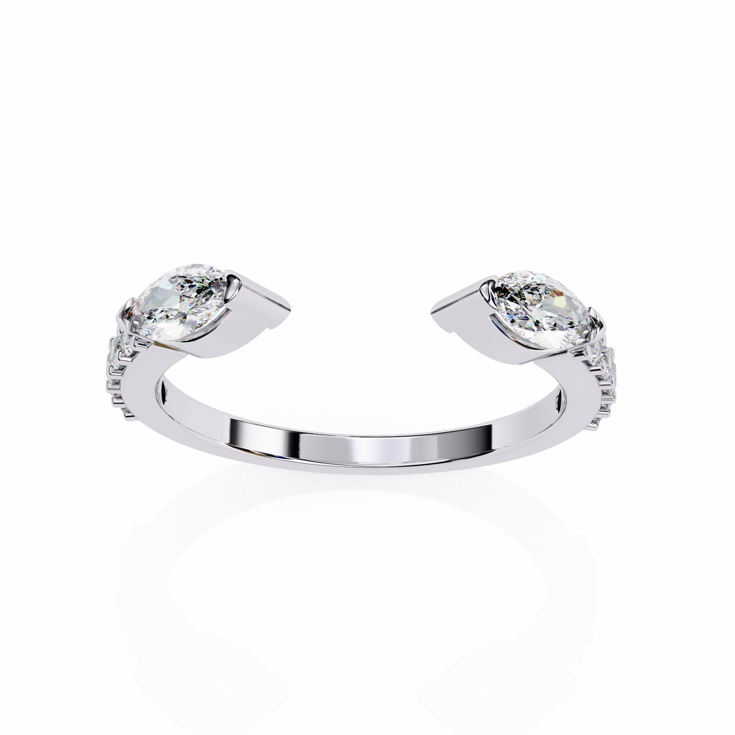 Vintage Marquise And Round Cut Diamond Half Eternity Stacking Handcrafted Open Unique Band - HIGHCARAT DIAMONDS