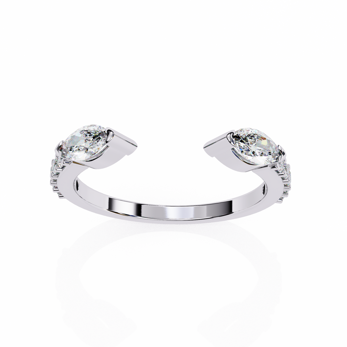 Vintage Marquise And Round Cut Diamond Half Eternity Stacking Handcrafted Open Unique Band - HIGHCARAT DIAMONDS