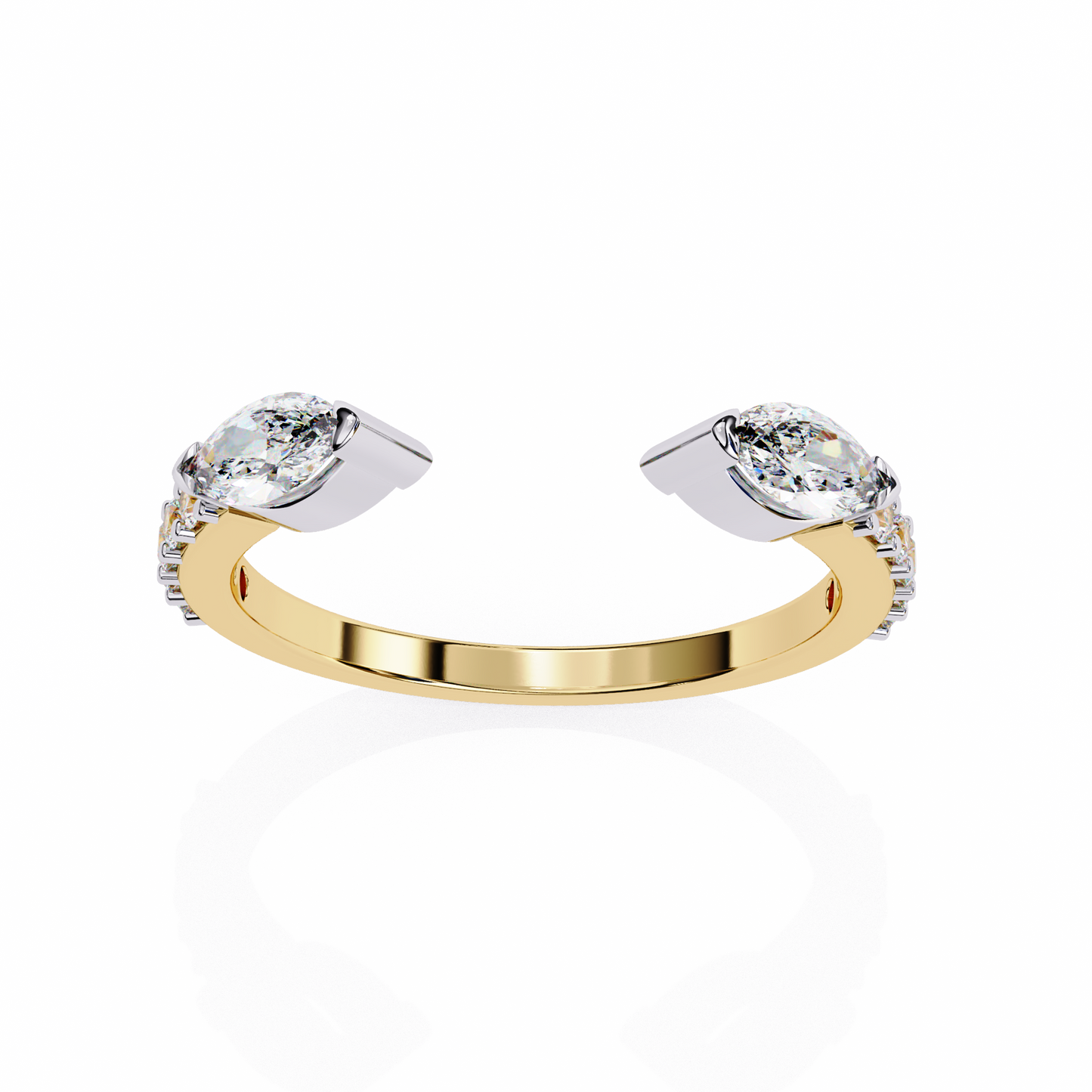 Vintage Marquise And Round Cut Diamond Half Eternity Stacking Handcrafted Open Unique Band - HIGHCARAT DIAMONDS