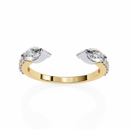 Vintage Marquise And Round Cut Diamond Half Eternity Stacking Handcrafted Open Unique Band - HIGHCARAT DIAMONDS