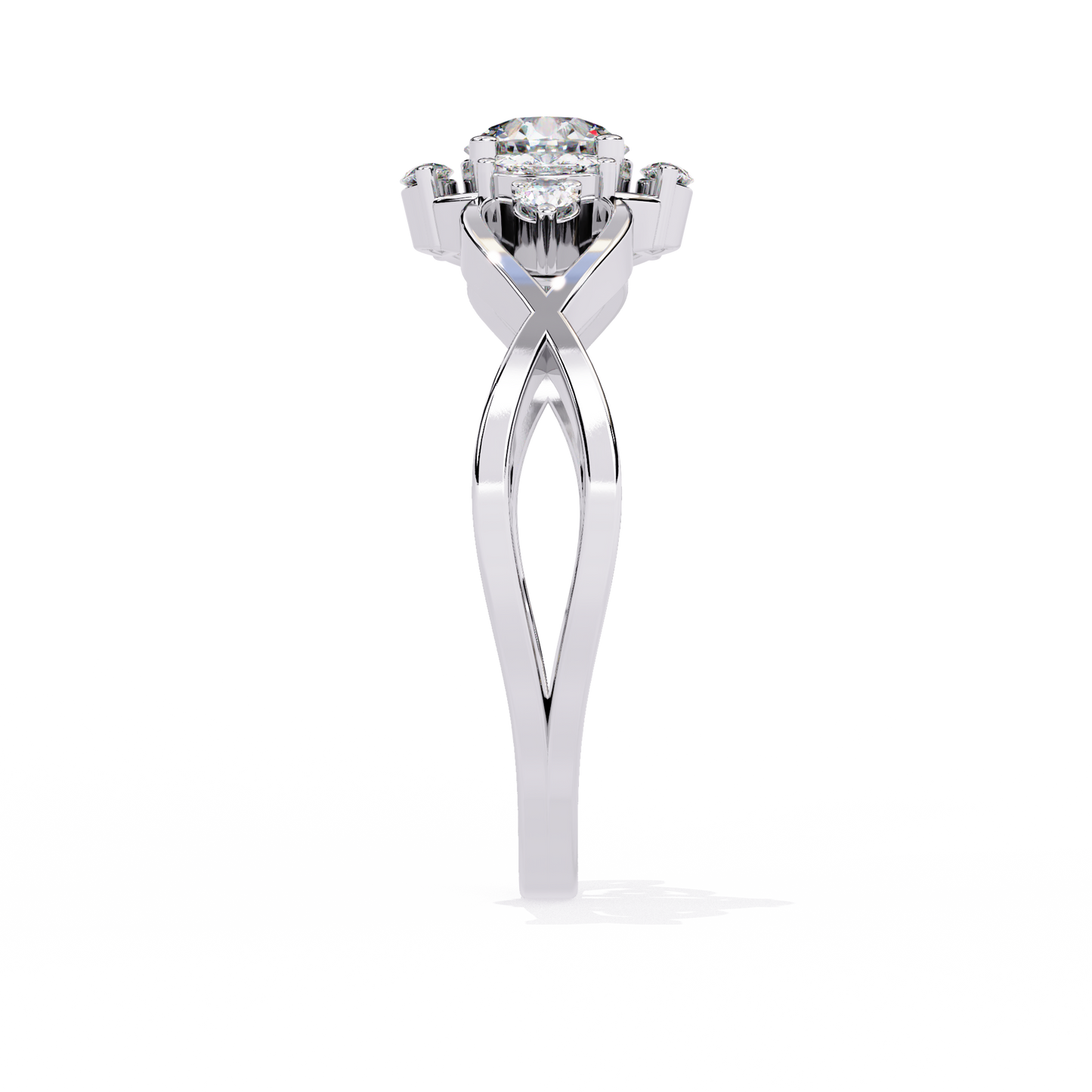 Vintage Marquise and Round Cut Diamond Unique Twisted Halo Style Dainty Cluster Proposer Ring