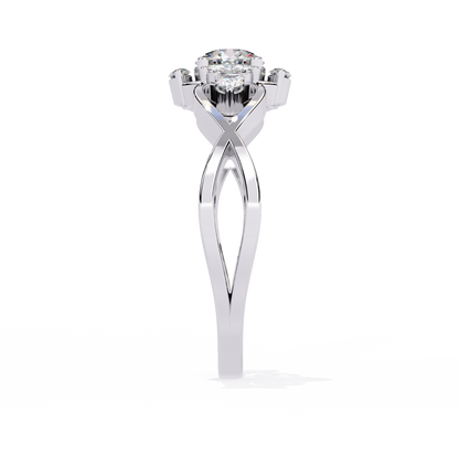 Vintage Marquise and Round Cut Diamond Unique Twisted Halo Style Dainty Cluster Proposer Ring