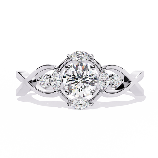 Vintage Marquise and Round Cut Diamond Unique Twisted Halo Style Dainty Cluster Proposer Ring - HIGHCARAT DIAMONDS