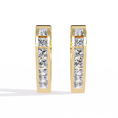 Vintage Princess Cut Top Grade Diamond Elegant Minimalist Stunning Handmade Hoop Party Wear Earring For Her - HIGHCARAT DIAMONDS