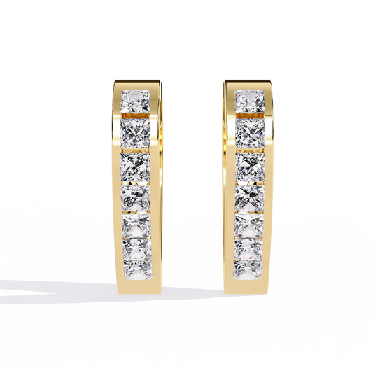 Vintage Princess Cut Top Grade Diamond Elegant Minimalist Stunning Handmade Hoop Party Wear Earring For Her - HIGHCARAT DIAMONDS