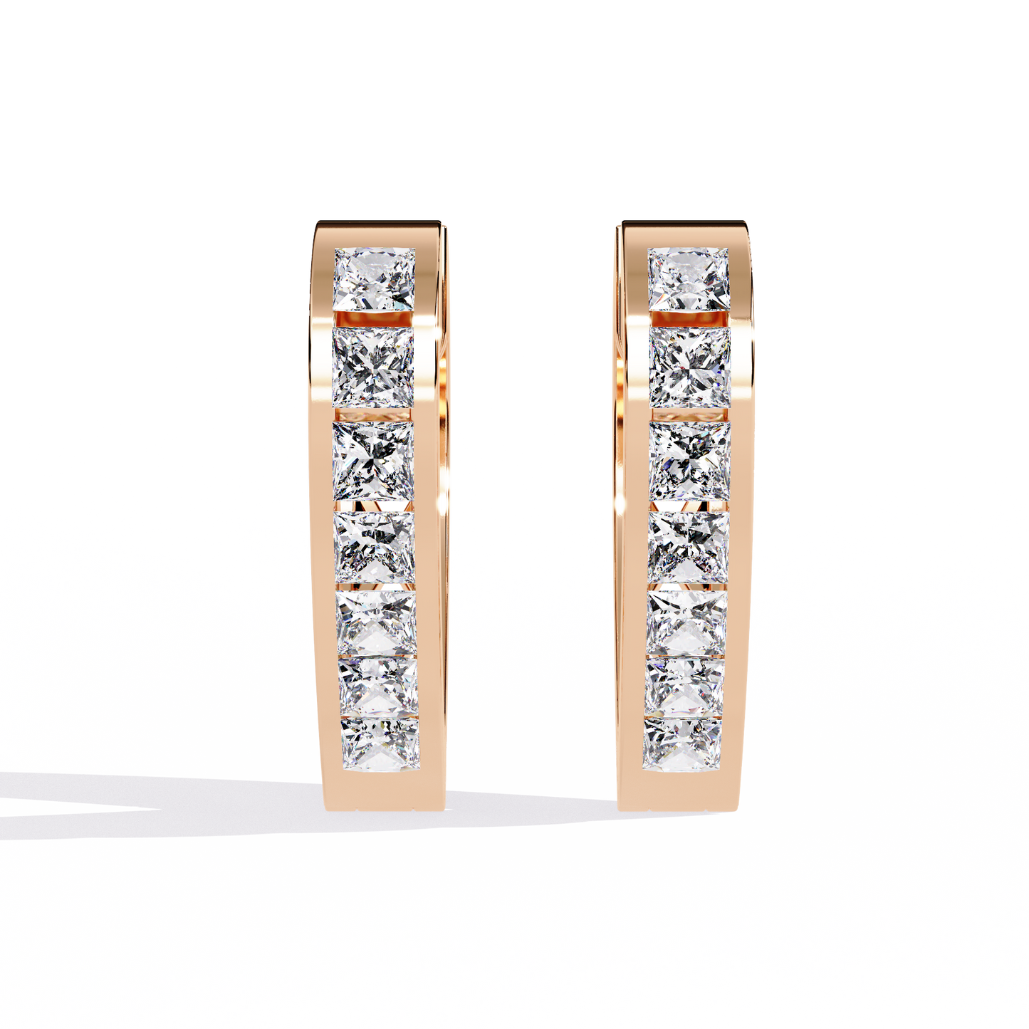 Vintage Princess Cut Top Grade Diamond Elegant Minimalist Stunning Handmade Hoop Party Wear Earring For Her - HIGHCARAT DIAMONDS