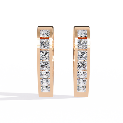 Vintage Princess Cut Top Grade Diamond Elegant Minimalist Stunning Handmade Hoop Party Wear Earring For Her - HIGHCARAT DIAMONDS