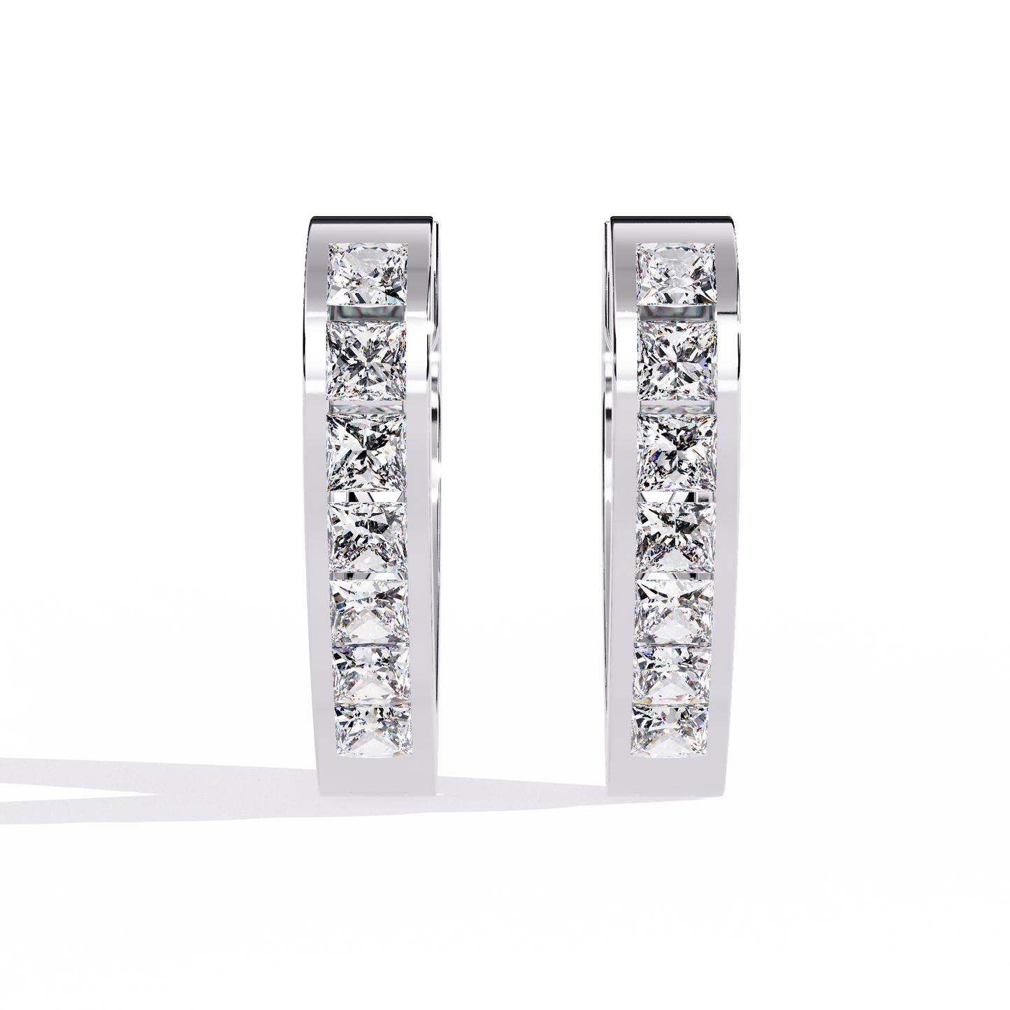 Vintage Princess Cut Top Grade Diamond Elegant Minimalist Stunning Handmade Hoop Party Wear Earring For Her - HIGHCARAT DIAMONDS