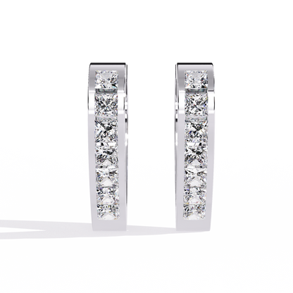 Vintage Princess Cut Top Grade Diamond Elegant Minimalist Stunning Handmade Hoop Party Wear Earring For Her - HIGHCARAT DIAMONDS
