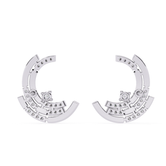 Antique Round Cut Diamond Earrings Top View with Detailed Facets