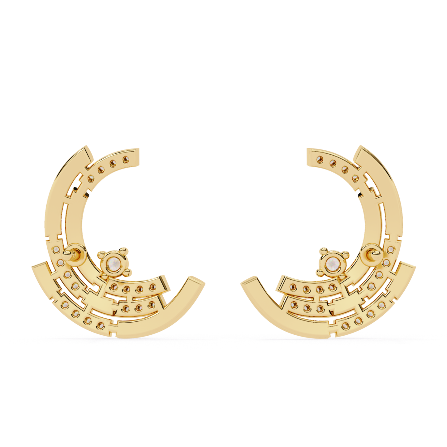 Vintage Round Cut Diamond Antique Push Back Earrings - HIGHCARAT DIAMONDS