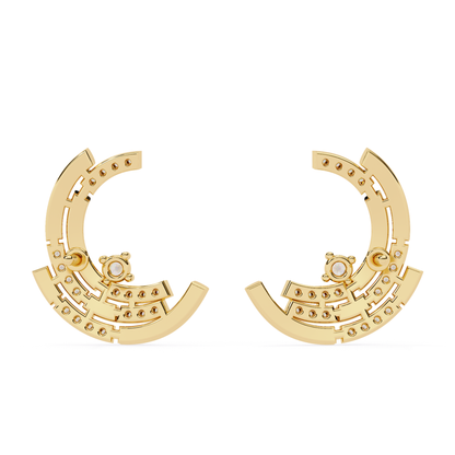 Vintage Round Cut Diamond Antique Push Back Earrings - HIGHCARAT DIAMONDS