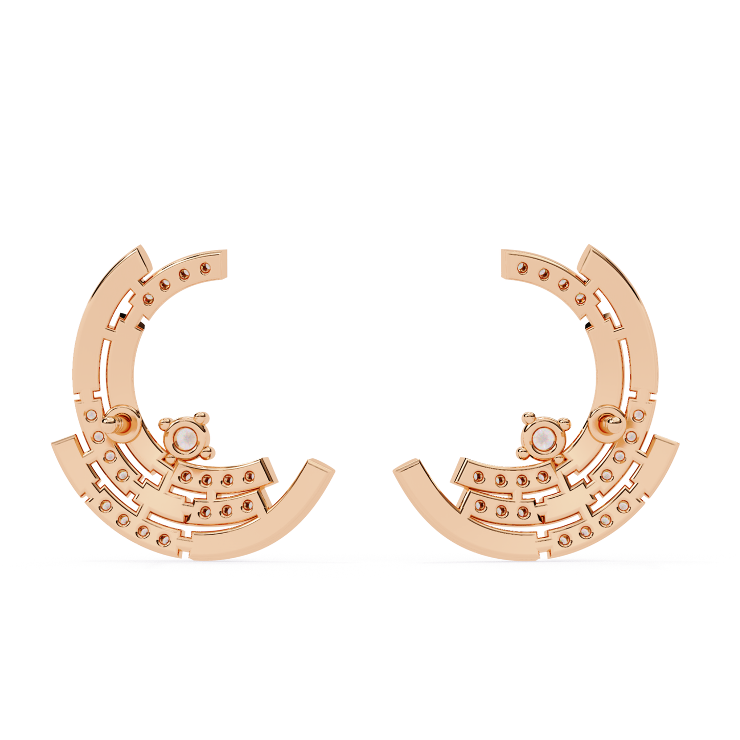 Vintage Round Cut Diamond Antique Push Back Earrings - HIGHCARAT DIAMONDS