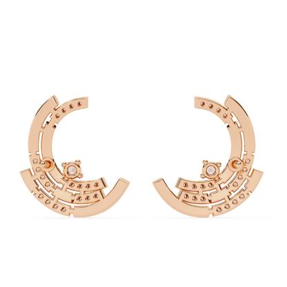 Vintage Round Cut Diamond Antique Push Back Earrings - HIGHCARAT DIAMONDS