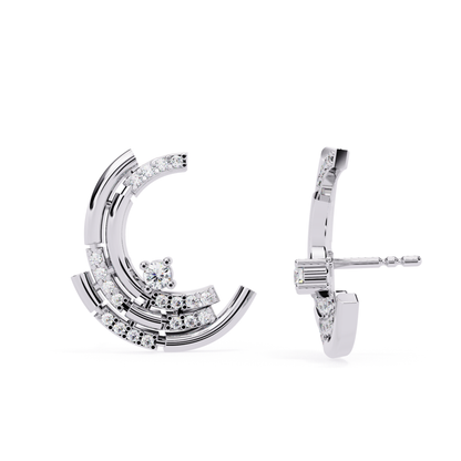 Vintage Round Cut Diamond Antique Push Back Earrings - HIGHCARAT DIAMONDS