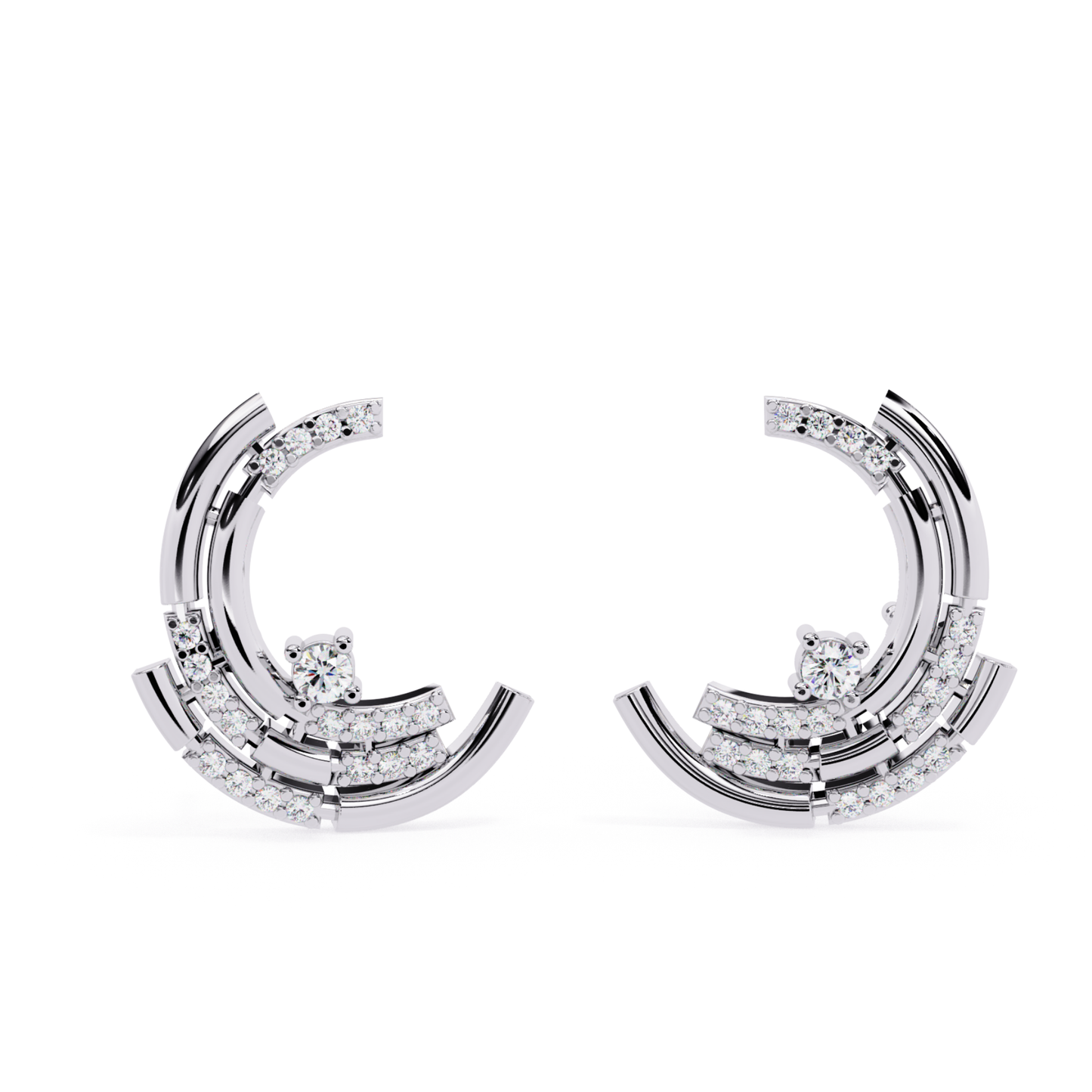 Vintage Round Cut Diamond Antique Push Back Earrings - HIGHCARAT DIAMONDS