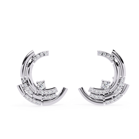 Vintage Round Cut Diamond Antique Push Back Earrings - HIGHCARAT DIAMONDS