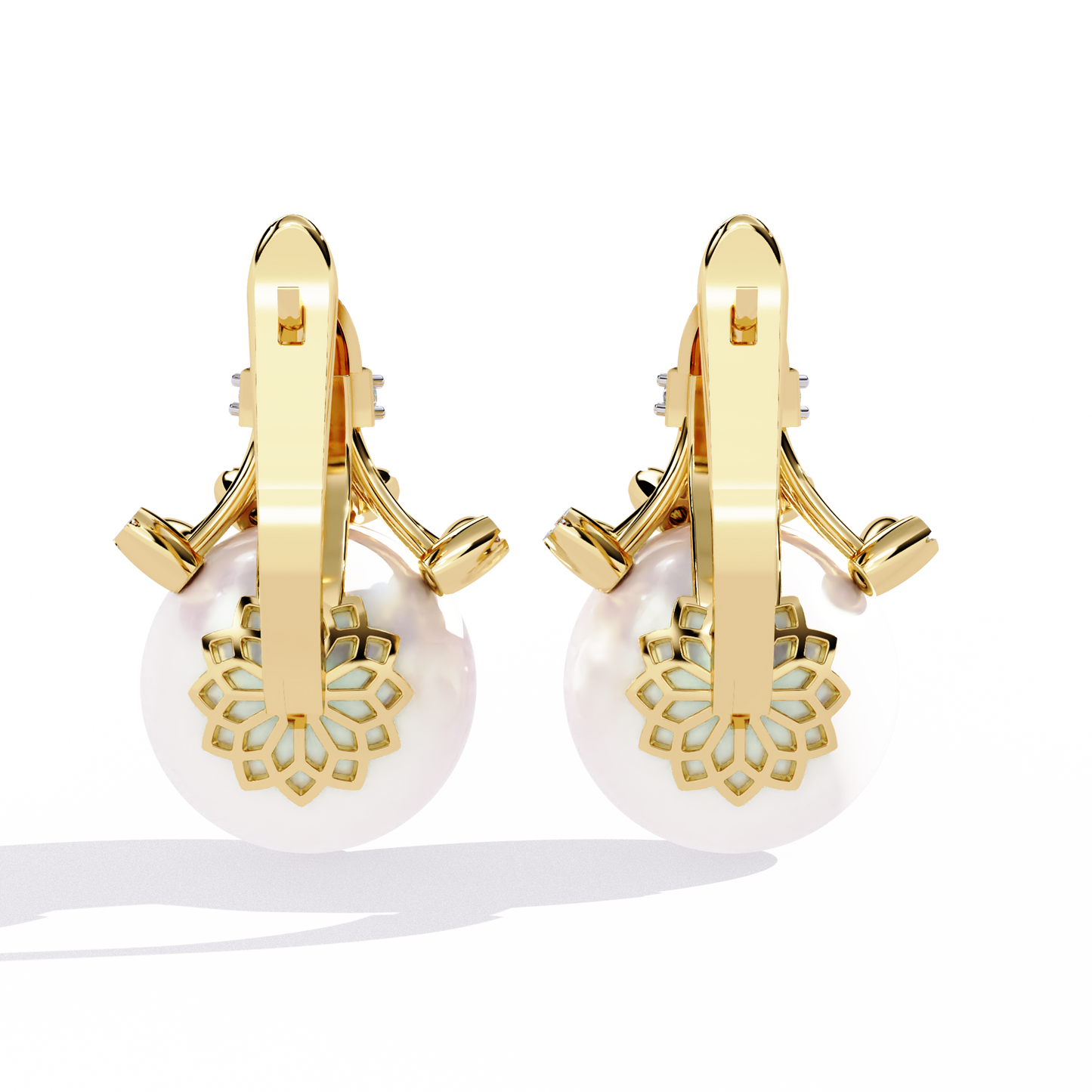 Vintage Round Cut Diamond Floral Pearls Claw Dainty Stunning Perfect Wedding Earring For Her