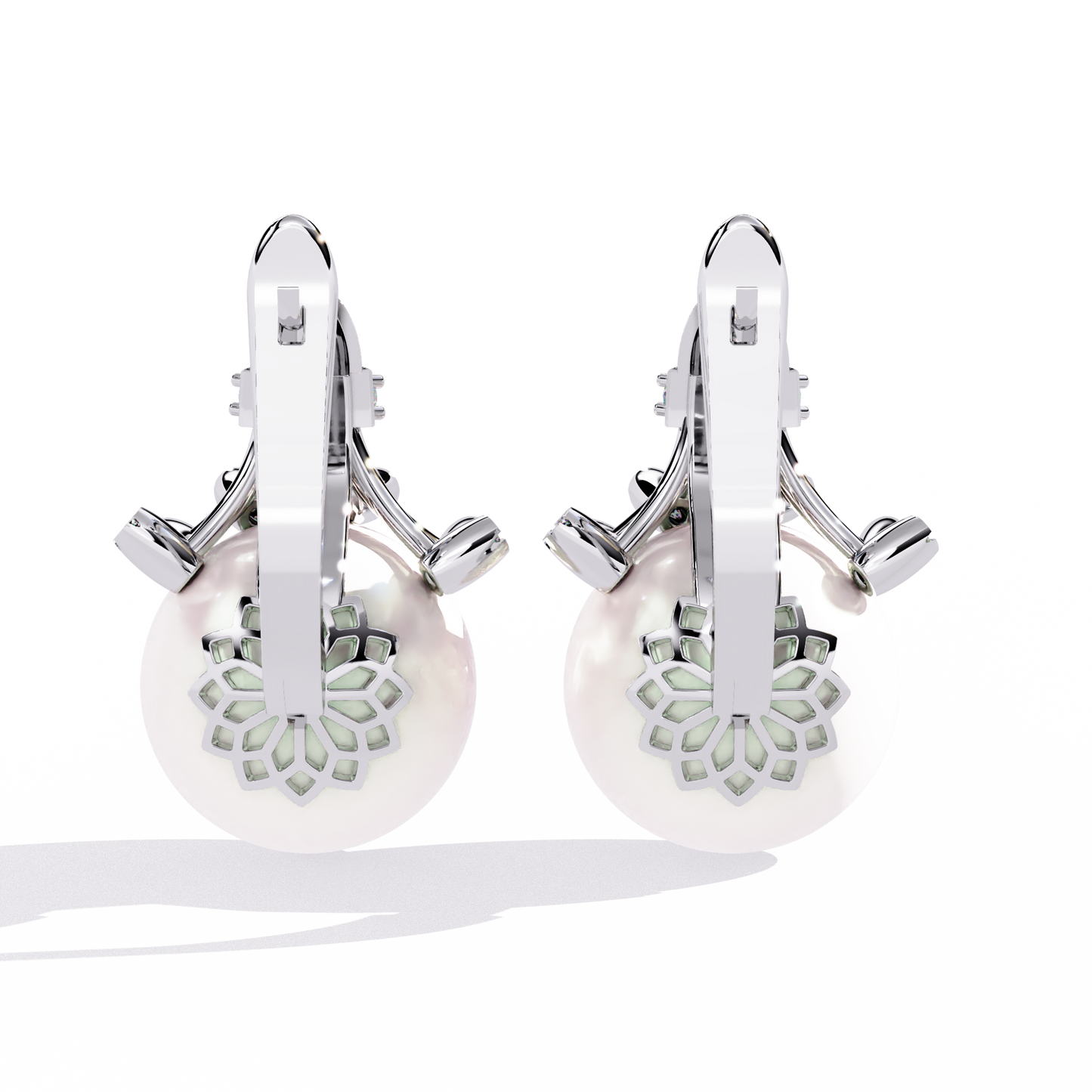 Vintage Round Cut Diamond Floral Pearls Claw Dainty Stunning Perfect Wedding Earring For Her