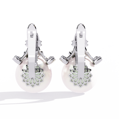 Vintage Round Cut Diamond Floral Pearls Claw Dainty Stunning Perfect Wedding Earring For Her