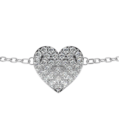 Vintage Round Cut Diamond Heart Shape Prong Set Cluster Handcrafted Dainty Party Wear Charm Bracelet - HIGHCARAT DIAMONDS