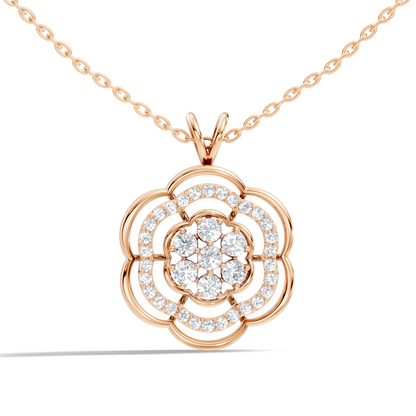 Vintage Round Cut Diamond Pendant Natural & Lab-Grown Diamonds in 18K Gold