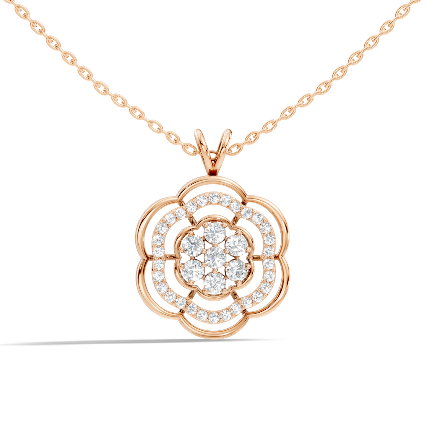 Vintage Round Cut Diamond Pendant Natural & Lab-Grown Diamonds in 18K Gold