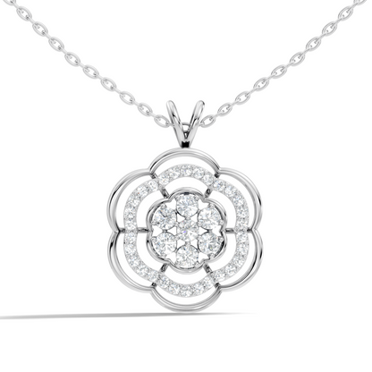 Vintage Round Cut Diamond Pendant Natural & Lab-Grown Diamonds in 18K Gold