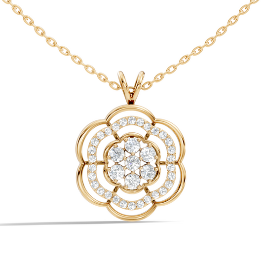 Vintage Round Cut Diamond Pendant Natural & Lab-Grown Diamonds in 18K Gold