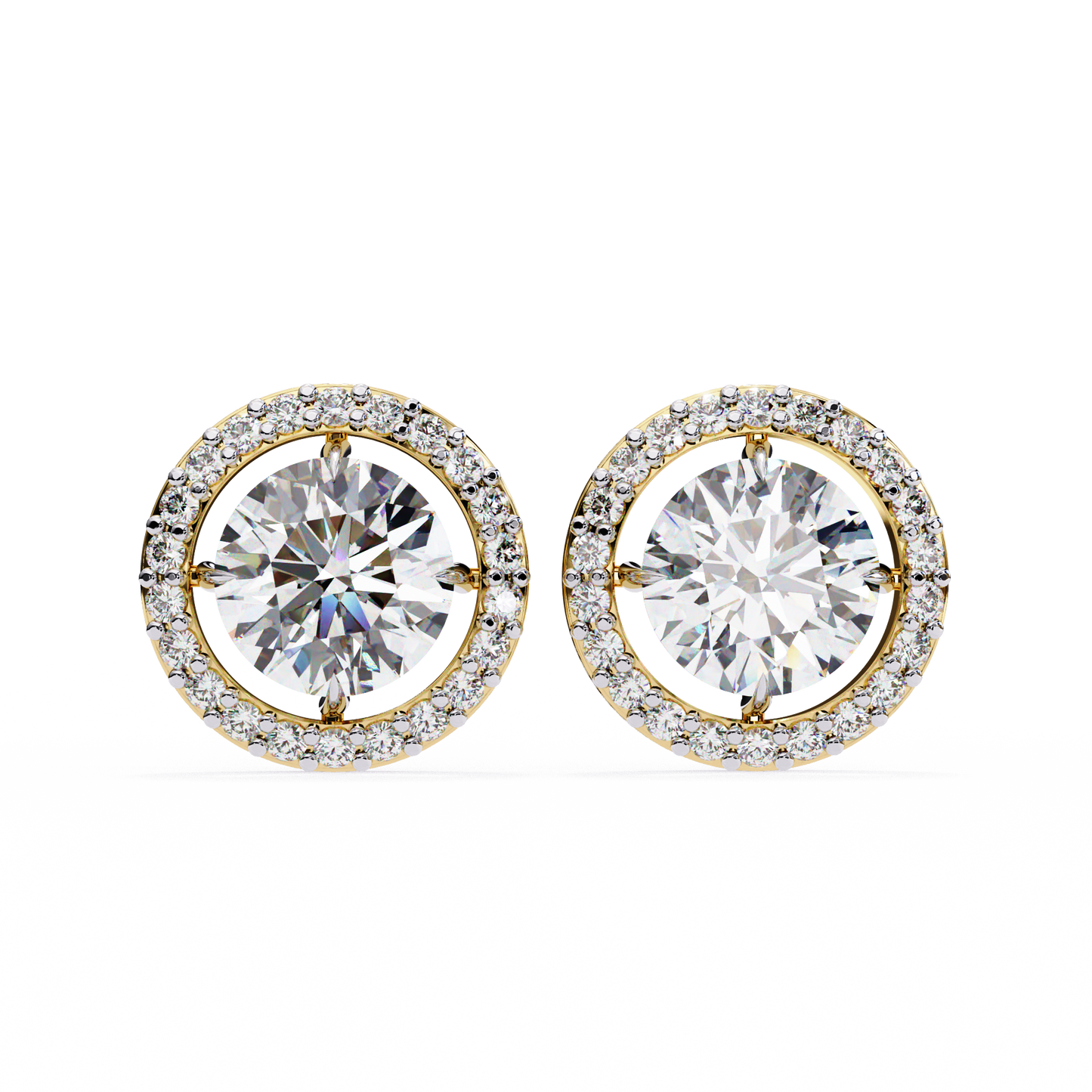 Vintage Round Cut Lab Grown Diamond Halo Style Statement Perfect Party Wear Stud Earring For Gift - HIGHCARAT DIAMONDS