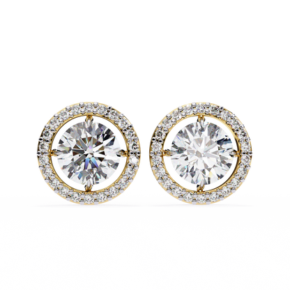 Vintage Round Cut Lab Grown Diamond Halo Style Statement Perfect Party Wear Stud Earring For Gift - HIGHCARAT DIAMONDS