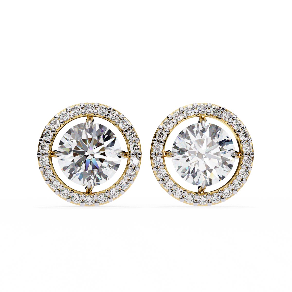 Lab Grown Diamond Halo Earrings Side Profile Showing Setting