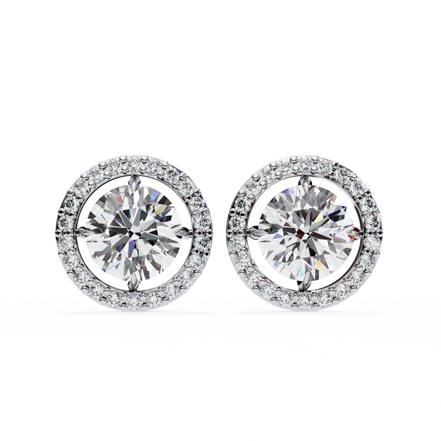 Vintage Round Cut Lab Grown Diamond Halo Style Statement Perfect Party Wear Stud Earring For Gift - HIGHCARAT DIAMONDS