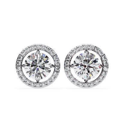 Vintage Round Cut Lab Grown Diamond Halo Style Statement Perfect Party Wear Stud Earring For Gift - HIGHCARAT DIAMONDS