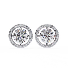 Vintage Round Cut Lab Grown Diamond Halo Style Statement Perfect Party Wear Stud Earring For Gift - HIGHCARAT DIAMONDS