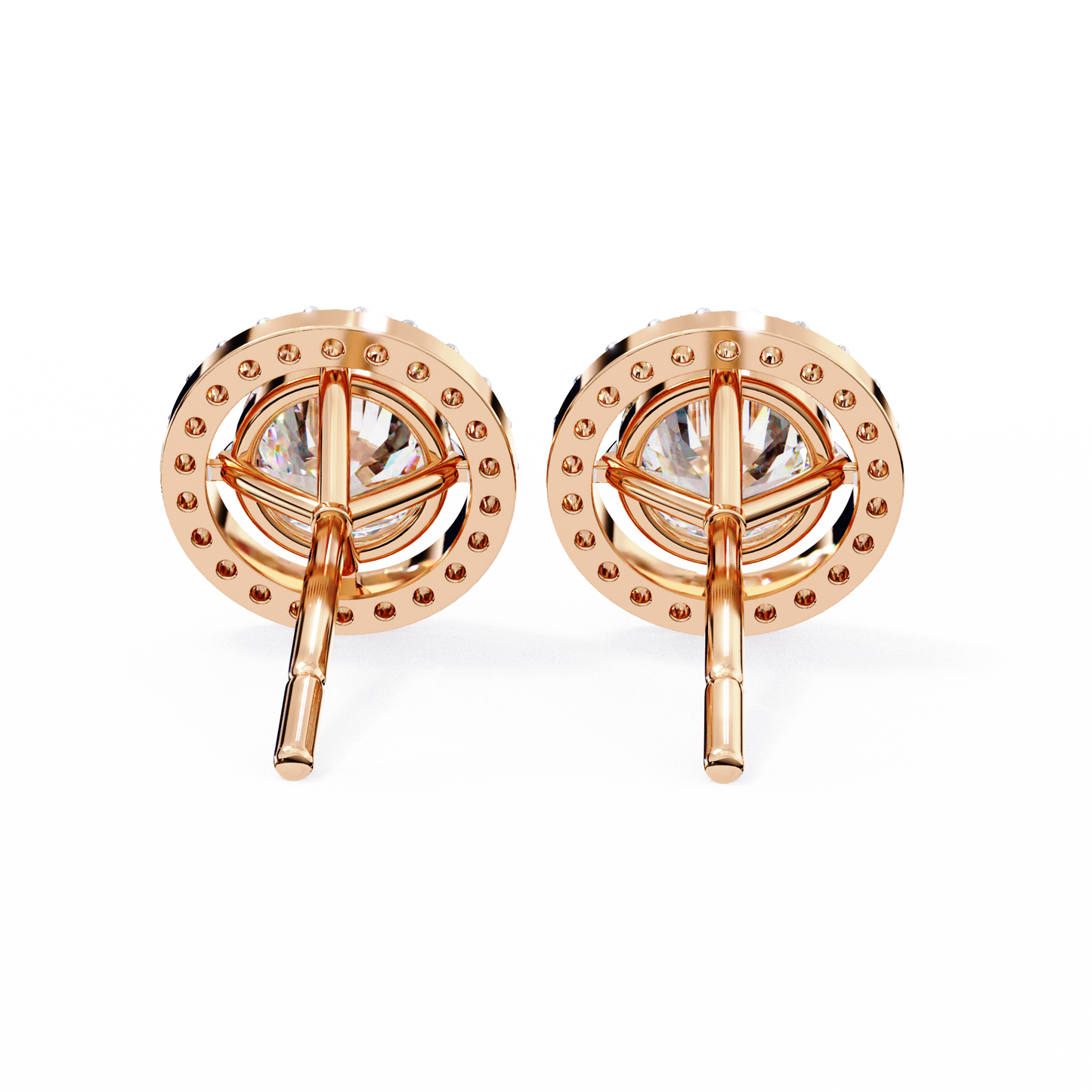 Vintage Round Cut Lab Grown Diamond Halo Style Statement Perfect Party Wear Stud Earring For Gift - HIGHCARAT DIAMONDS